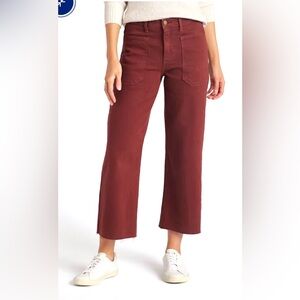 NWOT Just USA 28/6 Sloane High Rise Patch Pocket Wide Leg Maroon Burgundy Jeans